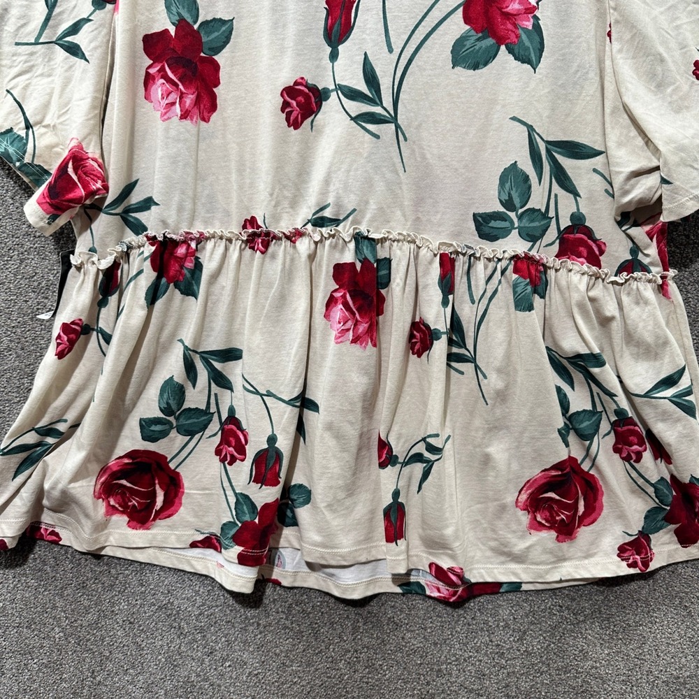 Torrid Heritage Jersey V-Neck Tie Front Babydoll Blouse Top Women 3X Floral - Picture 11 of 13